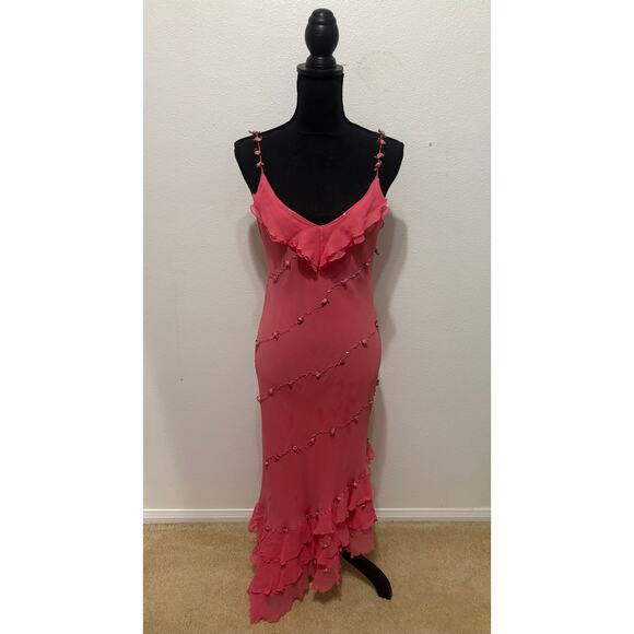 Ice Dresses & Skirts - Vintage Pink Ice Rosette Asymmetrical Silk Dress